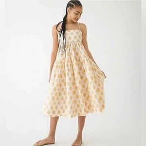 J Crew Tie-back tiered dress in gathered floral block print